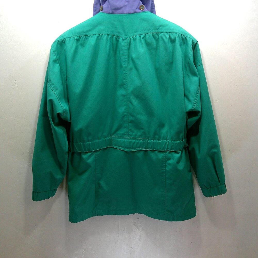 Womans Vintage 90's London Fog Windbreaker Rain Jacket Petite XS Teal Jacket - Picture 6 of 8